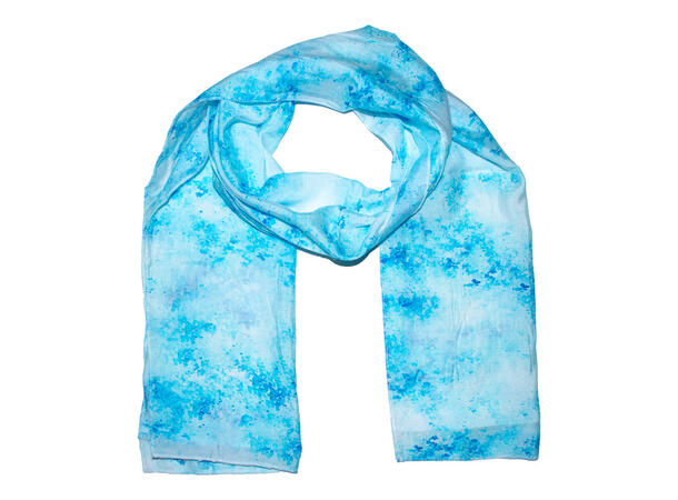 Skjerf chiffon m/duse farger 40x180 blå 