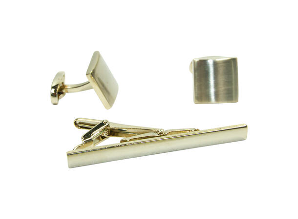 Mansjettknapper & slipsnål, sett i eske gull 