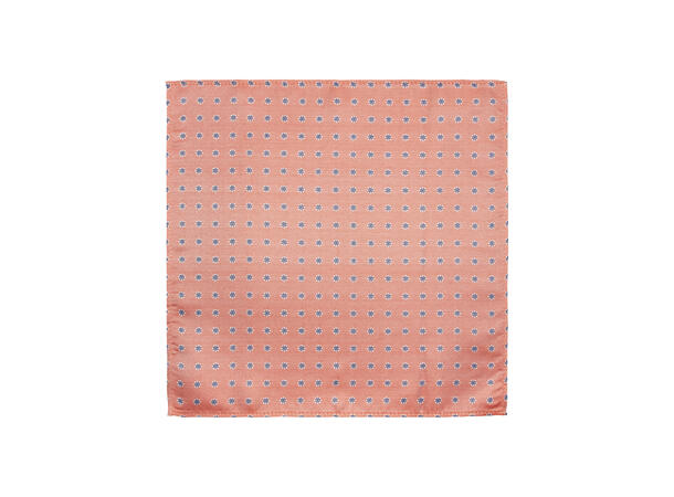 Santi silkeslips+lommetørkle mønstret sett hengende orange 