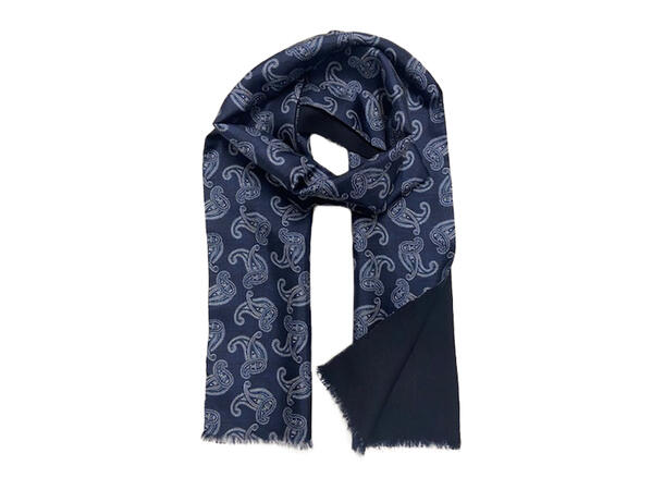 Skjerf exclusive ull/silke mønstret navy Høst 