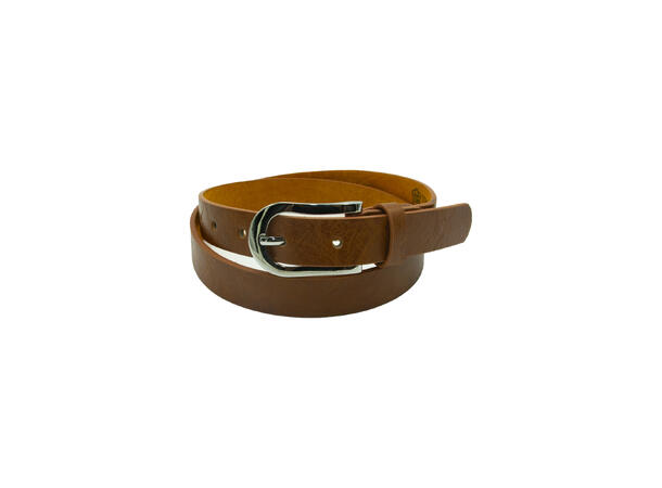 Belte klassisk m/enkel spenne 2,5cm cognac 