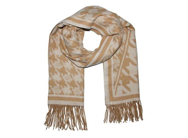 Dame skjerf m/lurex & hundetann 70x180 beige 