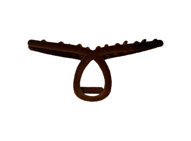 Hårklype 4,5x11cm velur cognac 