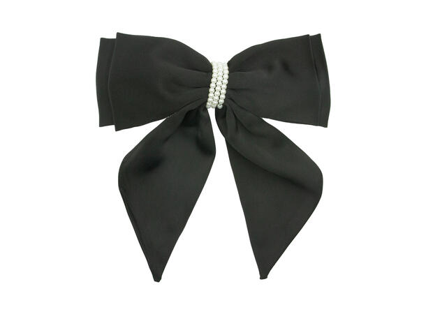 Hårklype m/sløyfe & perler sort 