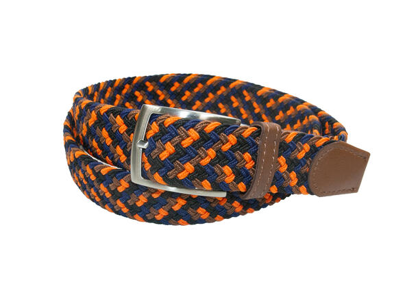 Jeans strikkbelte mønster orange m/tøff spenne 