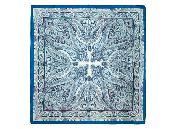 Skjerf paisley 70x70 blå 