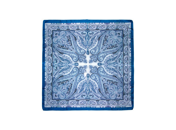 Skjerf paisley 70x70 blå 