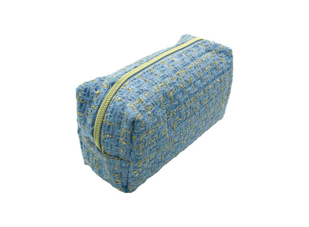 Toalettmappe m/lurex lysblå 