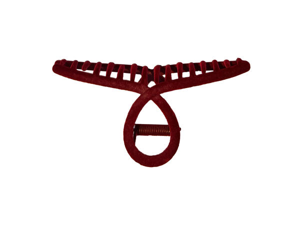 Hårklype 4,5x11cm velur vinrød 