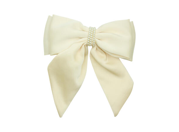 Hårklype m/sløyfe & perler offwhite 