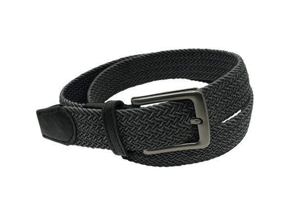 Jeans strikkbelte m/4-kant spenne grå/sort 