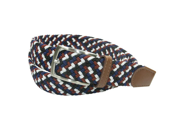 Jeans strikkbelte mønster vinrød m/tøff spenne 