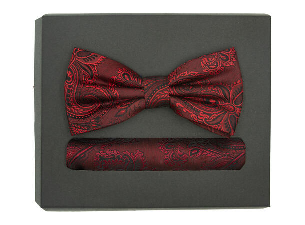 Sløyfe m/lommetørkle paisley vinrød* 