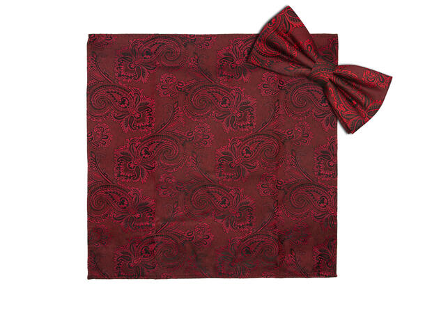 Sløyfe m/lommetørkle paisley vinrød* 
