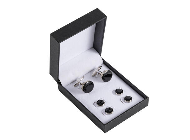 X-Plizit skjorte knapp & Mansjett knapp sølv m/sort 