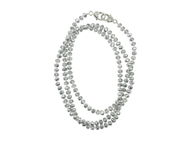 Mobilsnor glass grå sølv trimmings 