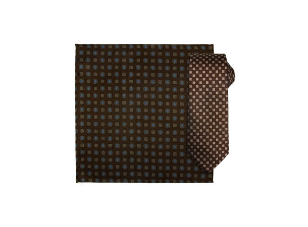 Santi 8cm silkeslips+lommetørkle* sett hengende brun 