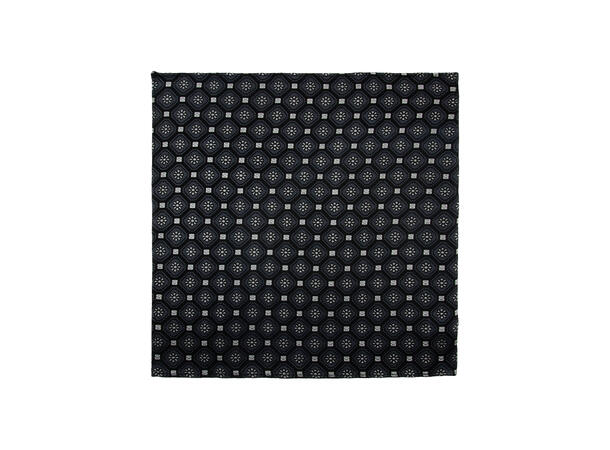 Santi silkeslips+lommetørkle mønstert sett hengende sort 