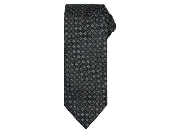 Santi silkeslips+lommetørkle mønstert sett hengende grønn 