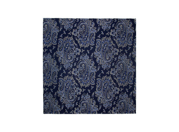 Santi silkeslips+lommetørkle mønstret sett hengende navy 