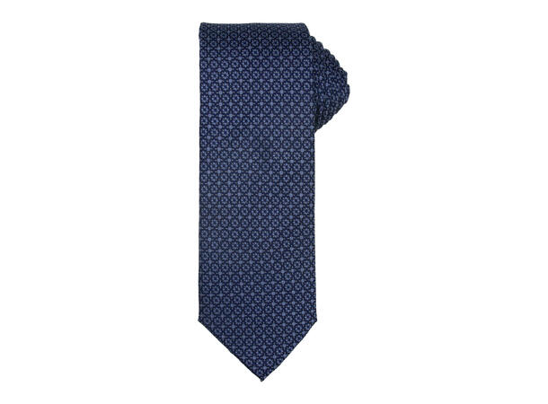 Santi silkeslips+lommetørkle mønstret sett hengende navy 