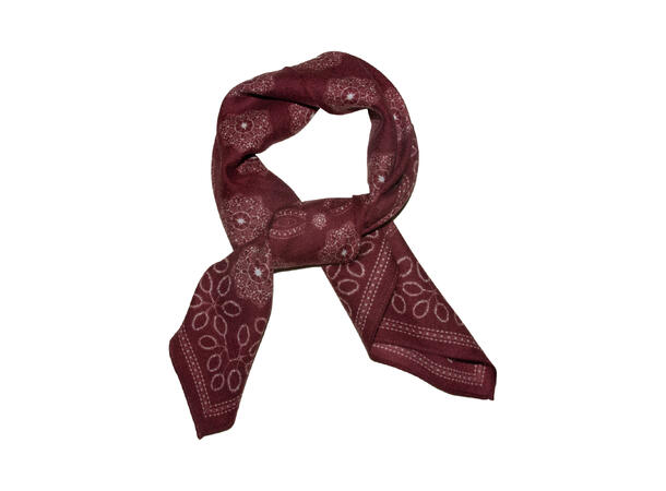 Skjerf delikat mønster Ull 70x70 vinrød 