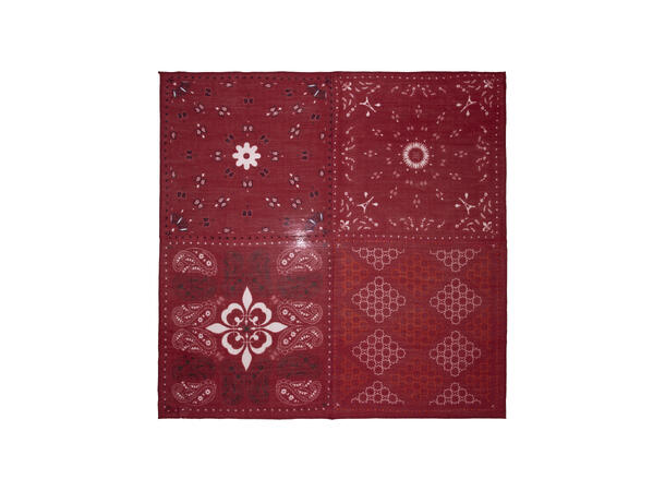 Skjerf flermønstert Ull 70x70 vinrød 