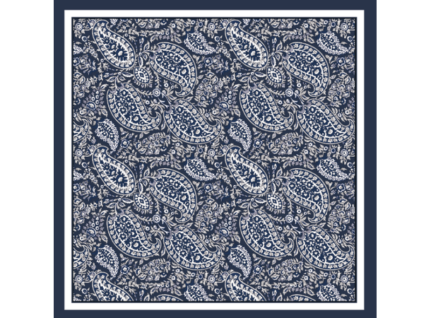 Skjerf paisley SILKE 70x70 navy 
