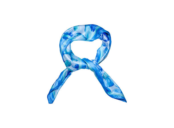 Skjerf store blomster 70x70 blå 