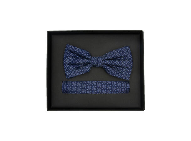 Sløyfe m/lommetørkle småmønstret blå 