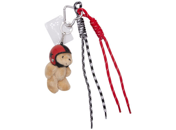 Veskepynt bamse m/hjelm rød 