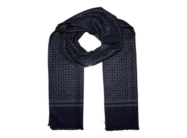 Herre skjerf mønstret 30x180 blå Høst26 