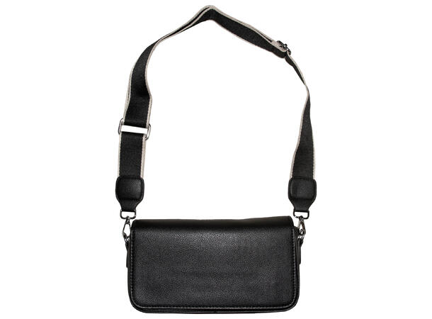 Håndveske m/bred skulderrem* m/sølv tilbehør sort 