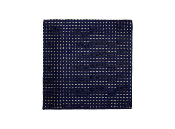 Santi silkeslips+lommetørkle mønstert sett hengende navy 