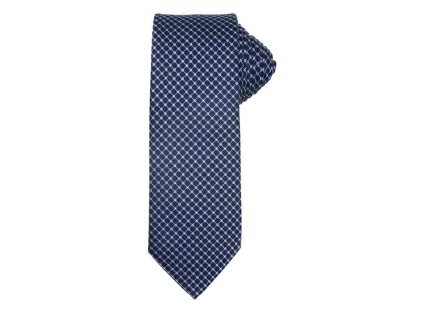 Santi silkeslips+lommetørkle mønstert sett hengende navy 