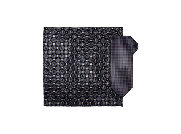 Santi silkeslips+lommetørkle mønstert sett hengende beige 