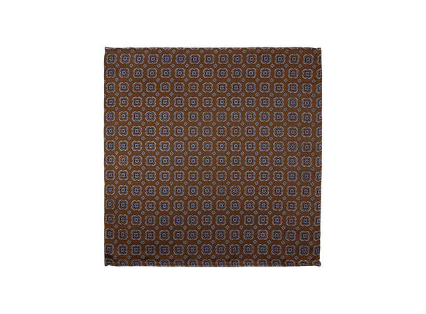 Santi silkeslips+lommetørkle mønstert sett hengende cognac 