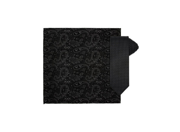 Santi silkeslips+lommetørkle mønstret* sett hengende sort 