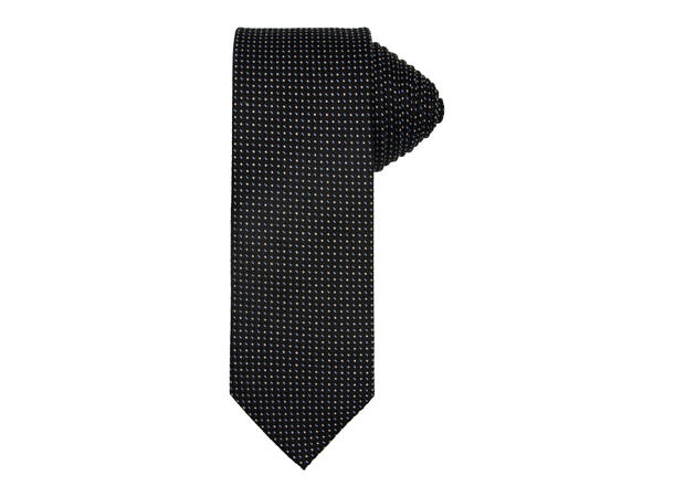 Santi silkeslips+lommetørkle mønstret* sett hengende sort 