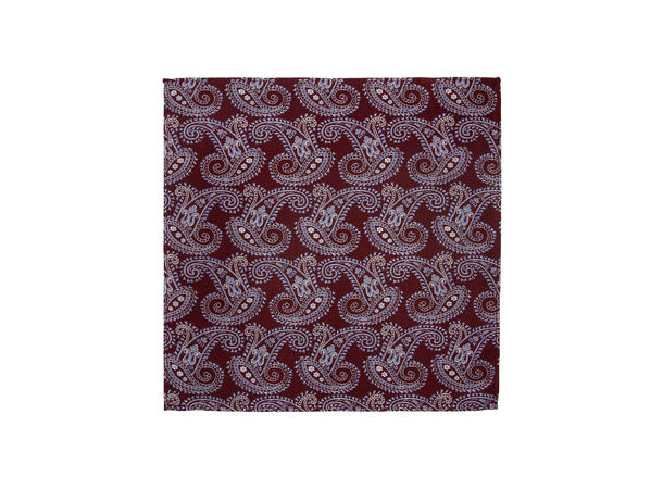 Santi silkeslips+lommetørkle mønstret* sett hengende vinrød 