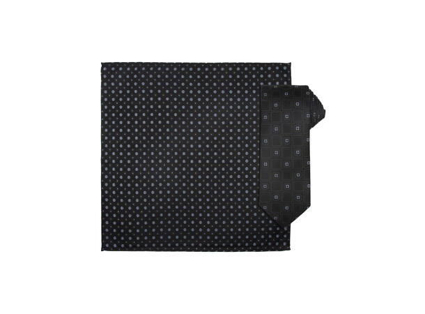 Santi silkeslips+lommetørkle mønstret sett hengende sort 