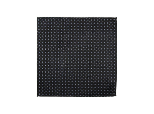 Santi silkeslips+lommetørkle mønstret sett hengende sort 