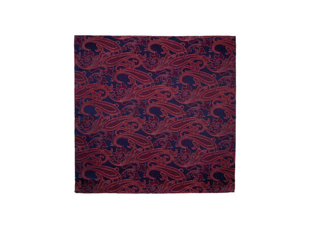 Santi silkeslips+lommetørkle mønstret sett hengende vinrød 