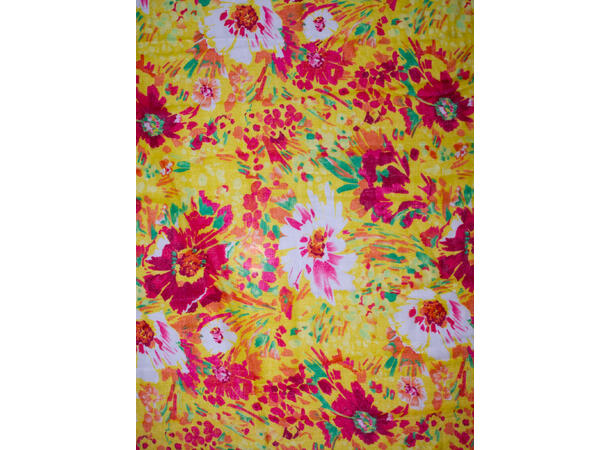 Skjerf m/blomster 90x180 gul 