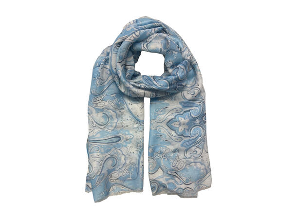 Skjerf m/paisley 90x180 lys blå 