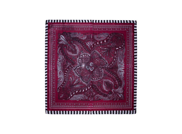 Skjerf mønstert 70x70 vinrød 