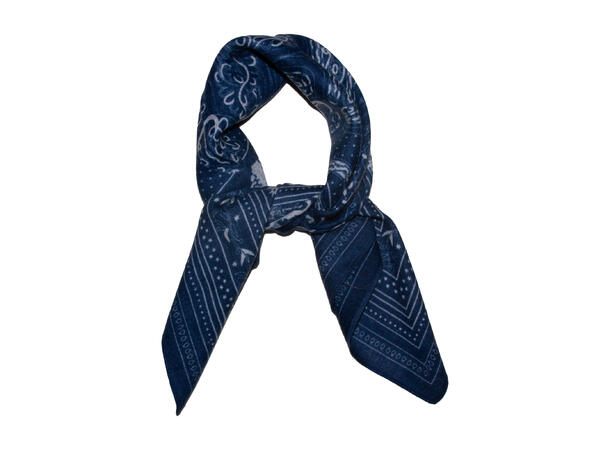 Skjerf mønstert Ull 70x70 navy 