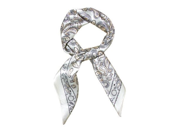Skjerf paisley SILKE 70x70 hvit 