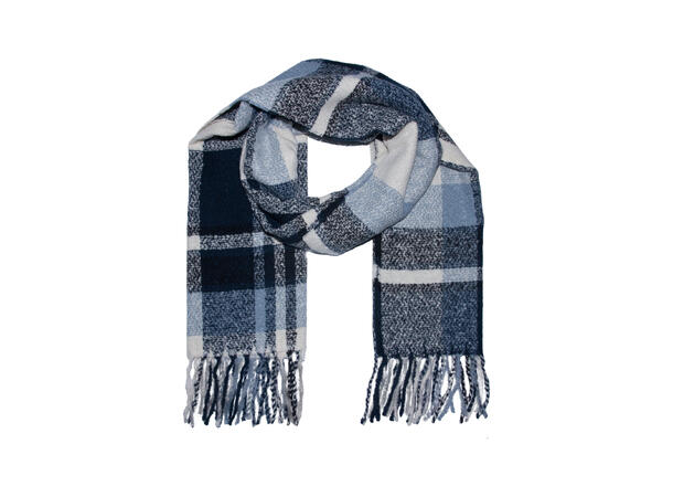 Skjerf rutet boucle look 65x180 blå Høst 