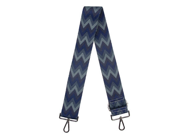 Skulderrem til veske "zig zag" 5cm m/sølv tilbehør navy 